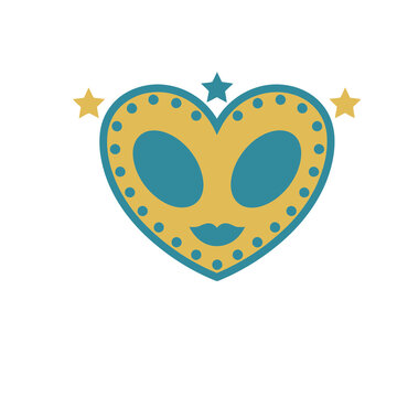 Heart shaped alien mask with stars
