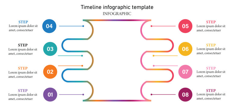 Vector infographic template with 8 paper label, integrated circles. circular infographic element template
