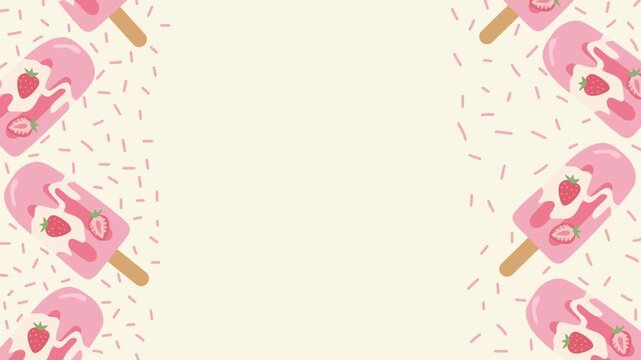 cute ice cream hand drawn frame animation for summer dessert and summer time background