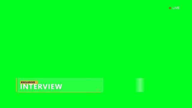 Green screen lower third interview banner overlay, broadcast element, news lower third, media template