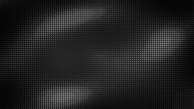 Abstract dark background featuring geometric halftone dot patterns and glowing silver waves for modern design projects