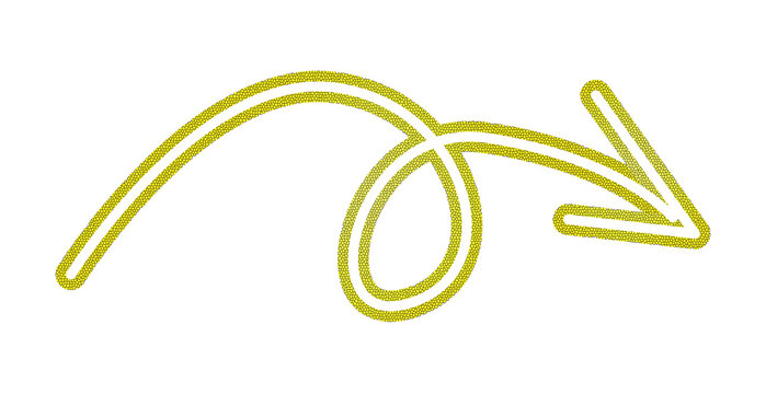 Yellow Arching Curving Arrow Pointer