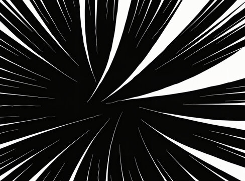 Abstract speed lines comic background, dynamic radial zoom motion black and white effect vector illustration