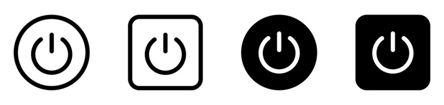 Power button icons for startup, shutdown, controls, devices, and user interfaces