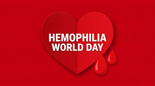 World Hemophilia Day red heart and blood drop awareness illustration