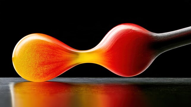 temperature. Two droplets of molten colored glass merging on a dark surface. STEM education sheets, lab safety posters, designed for biotech research communications, used by devops engineers.
