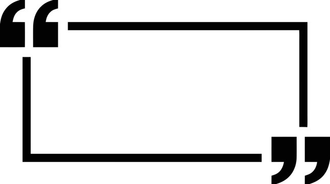 Vector illustration of quote box frame with quotation marks on a transparent background