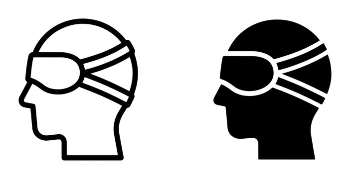 Goggles Icon Set, Ski Mask Silhouette, Protective Eyewear Vector Graphics, Winter Sports Gear, Safety Equipment Symbols