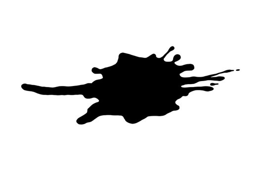 Black ink splash with dripping effect on paper