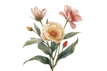 Obraz premium Minimal studio composition with watercolor flower bouquet ready for creative design