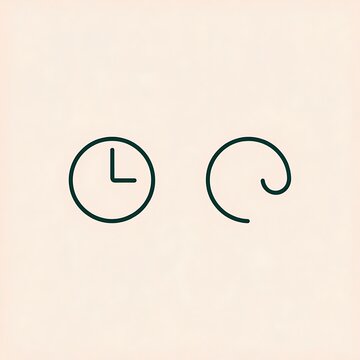 Minimalist clock and curly bracket icon set