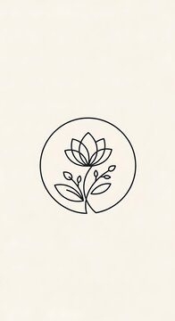 Monoline Bloom: Elegant Contour on Warm Canvas