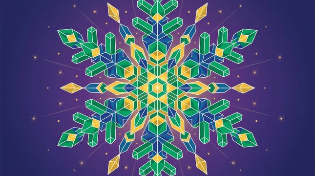 Colorful Geometric Snowflake Pattern Illustration