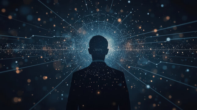 Human silhouette digital network abstract technology futuristic background