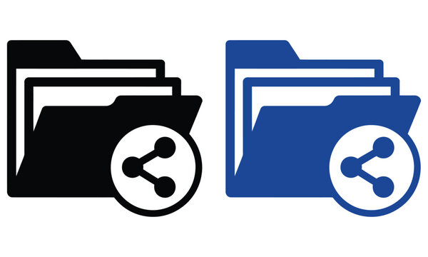Shared Folder Icon with Network Connection Symbol, File Sharing and Collaboration Concept