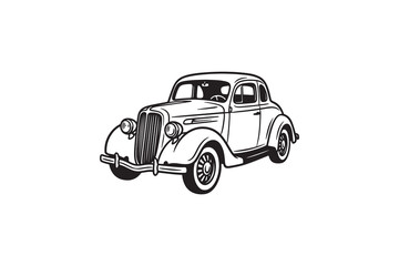 Obraz premium Vintage Classic Car Retro Illustration