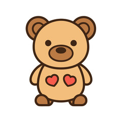 Fototapeta premium Cute teddy bear with two hearts