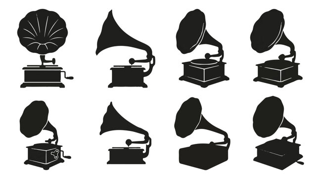 Vintage Gramophone Phonograph Vector Silhouettes Collection
