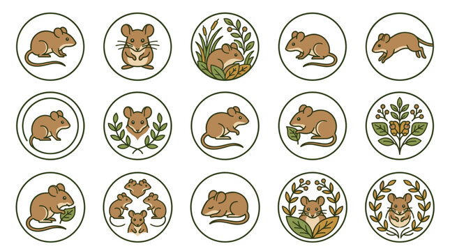 Detailed vector illustration of a deer mouse (Peromyscus) side view, featuring its characteristic large ears, big dark eyes, and long tail, isolated on a white background for design.