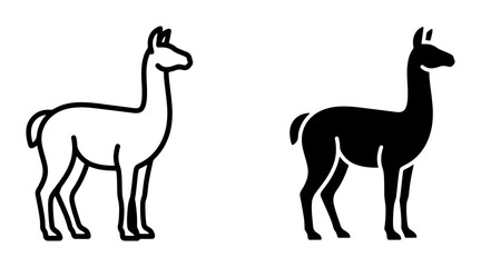 Llama Icon Set, Outline and Silhouette Vector Graphics, South American Camelid Symbols for Animal Themes, Wildlife, and Farm Concepts © Sahadad
