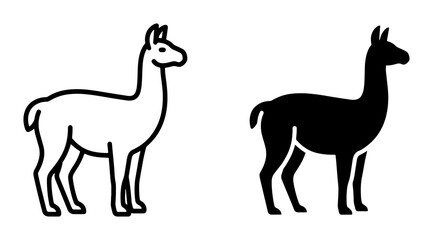 Llama Icon Set, Minimalist Alpaca Vector Graphics, South American Camelid Silhouette, Simple Line Art Animal Symbols © Sahadad