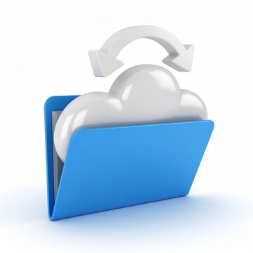 3D cloud folder sync icon