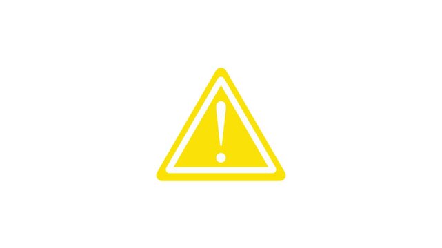 Yellow Triangle Warning Sign Exclamation Mark Isolated on White Background...