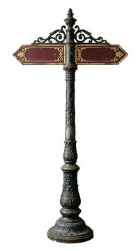Vintage direction street sign post ornate iron