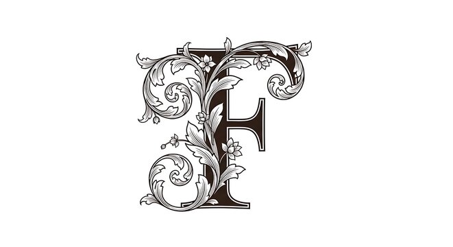 Flourished F: Vintage Engraved Letter Artistry