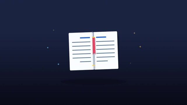 Animated stack of documents with charts and data, representing paperwork, reports, and analytics