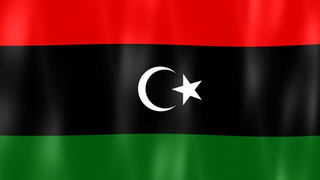 Digital graphics of the waving national flag of Libya