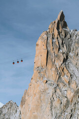 Naklejka premium Cable car line passing through Chamonix Alps in France