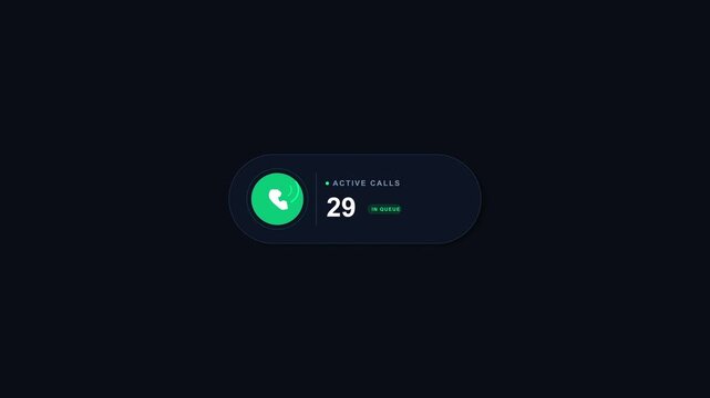 incoming call notification alert animation with timer, communication technology, phone call icon