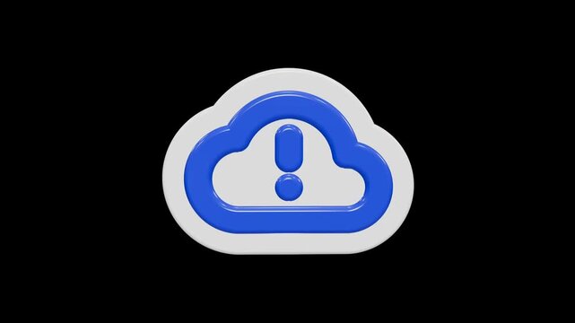 Glossy 3D cloud icon with exclamation mark warning symbol