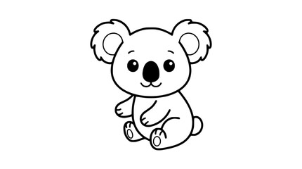 Fototapeta premium Cute sitting baby koala line art vector illustration