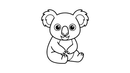 Fototapeta premium Cute sitting koala character line art illustration