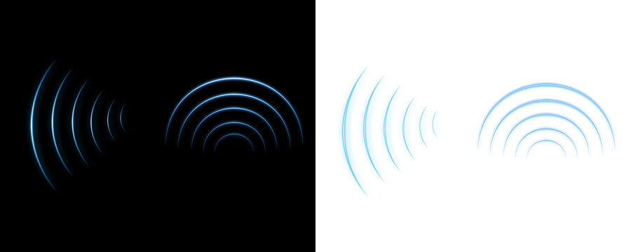 Blue Sonar Sound Waves Pulse with Concentric Echo Circles for Radar Wireless Signal Transmission
