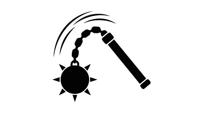 Vector illustration of spiked mace weapon vector icon on a transparent background