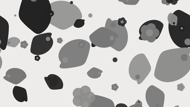 Animated gray floating paisley motion background seamless loop