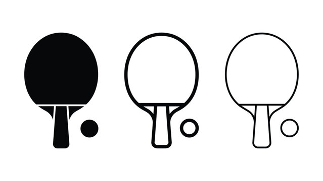 Ping pong icon silhouette vector outline, silhouette and line art, isolated white background