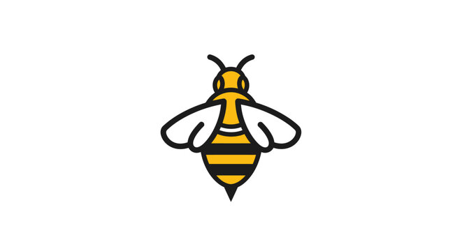 A simple graphic illustration of a yellow and black striped honey bee icon