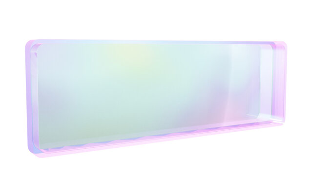 Purple Tinted Glassmorphism Banner Plate in Perspective Isolated on PNG