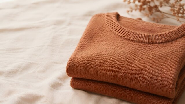 Folded sweater texture in muted autumn tones