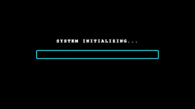 System Initializing Retro Computer Terminal Loading Animation