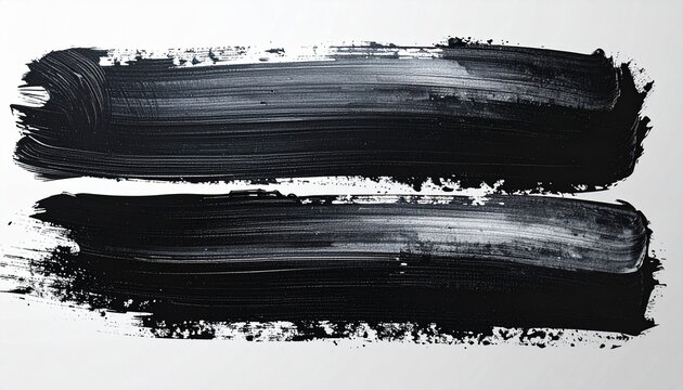 Layered Double Brush Stroke Banner in Black and Dark Gray with Overlapping Strokes