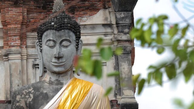 Stone Buddha Statue at Wat Yai Chai Mongkhon in Ayutthaya