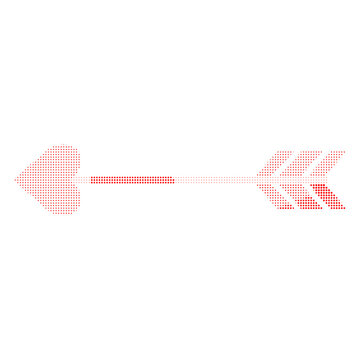 Horizontal arrow directional halftone dot as isolated