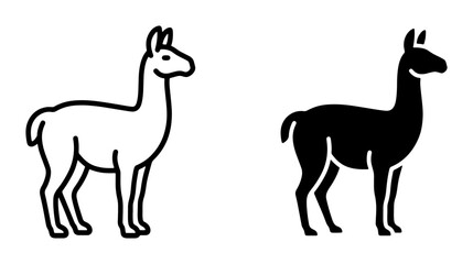Llama Icon Set, Simple Outline and Silhouette Vector Graphics, Friendly South American Camelid Symbols for Animal Themes, Wildlife and Pet Concepts © Humaiun