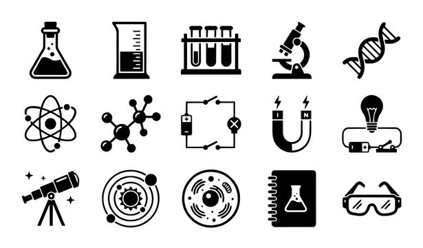Untitled design - 2 STEM Learning and Laboratory Black Icons &ndash; Science Education, Chemistry, Biology, Physics and Research Vector Collection