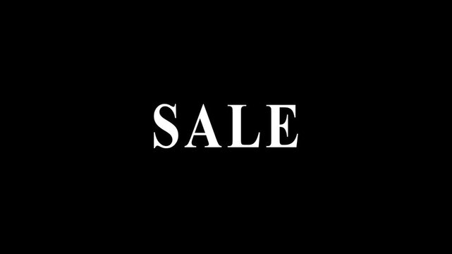 Business offer advertisement template. Video text transition animation with alpha channel. Sale word appears and vanish with smoke effect. Design element for banner, ad 4k motion